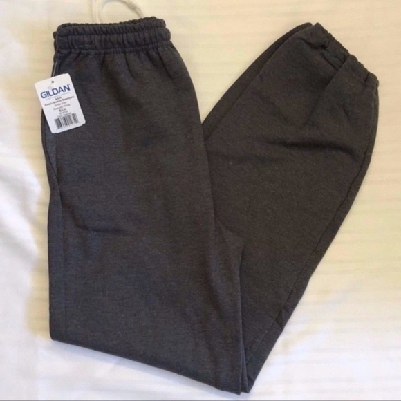 New Gildan Closed Bottom Gray Sweatpants w Pocket - Picture 2 of 12